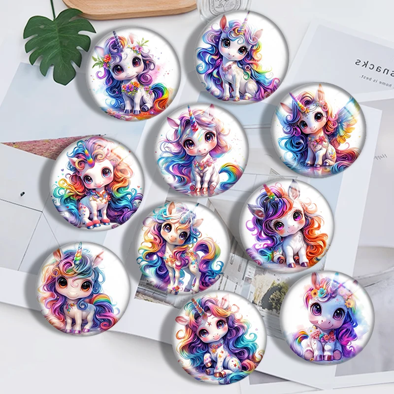 

Shiny Baby Unicorns 12mm/18mm/20mm/25mm Round photo glass cabochon demo flat back Making findings
