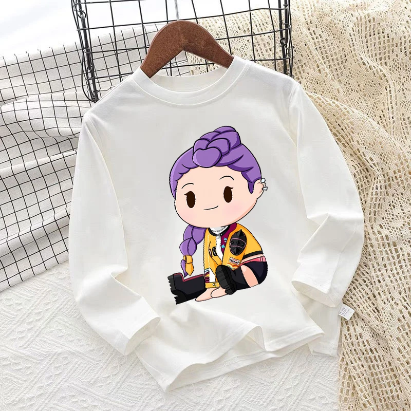 Koszulka z długim rękawem dla dzieci Kpop Demon Hunters, anime, kreskówka, urocze koszulki dla dziewczynek, wiosenno-jesienna moda, słodkie topy, prezenty