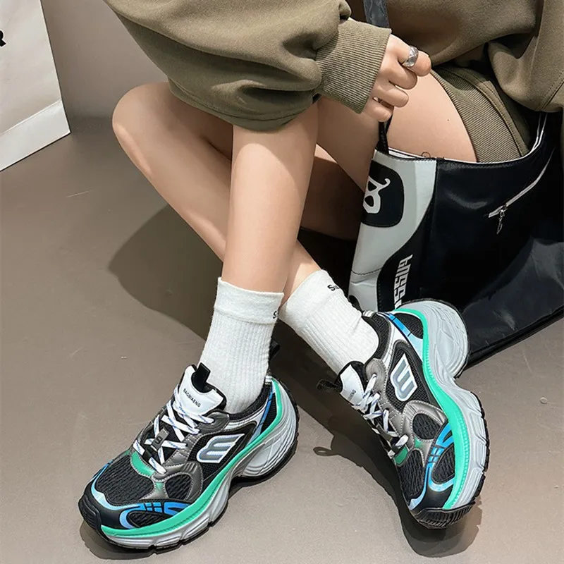 2024 Women\'s Daddy Shoes Spring and Summer New Thick-soled Casual Women\'s Sneakers Versatile Couple Shoes Heels Women