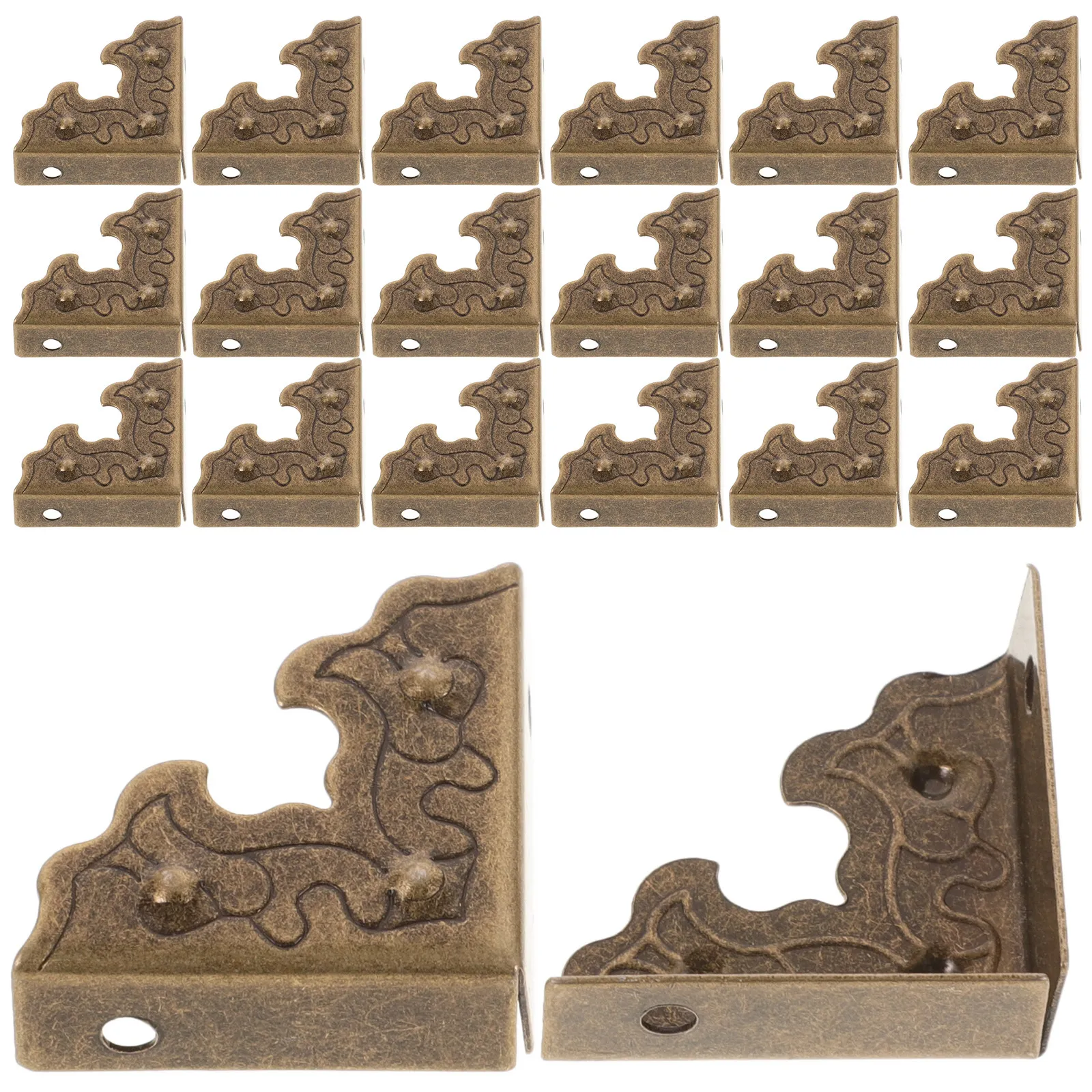 20Pcs Vintage Iron Box Corner Protectors Retro Decorative Metal Guards for Jewelry Gift Wooden Boxes Cabinet Cupboard Frame - view 3