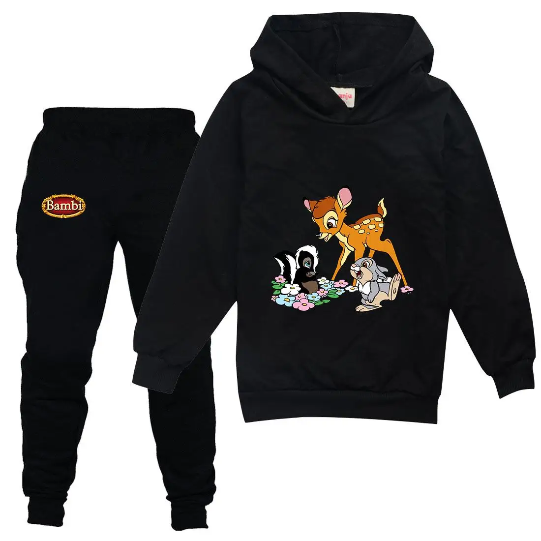 Bambi Children Clothing Sets Suit Boys Girls Tracksuits Kids Brand Sport Suits Stich Hoodies Teen Tops Pants 2Pcs Set