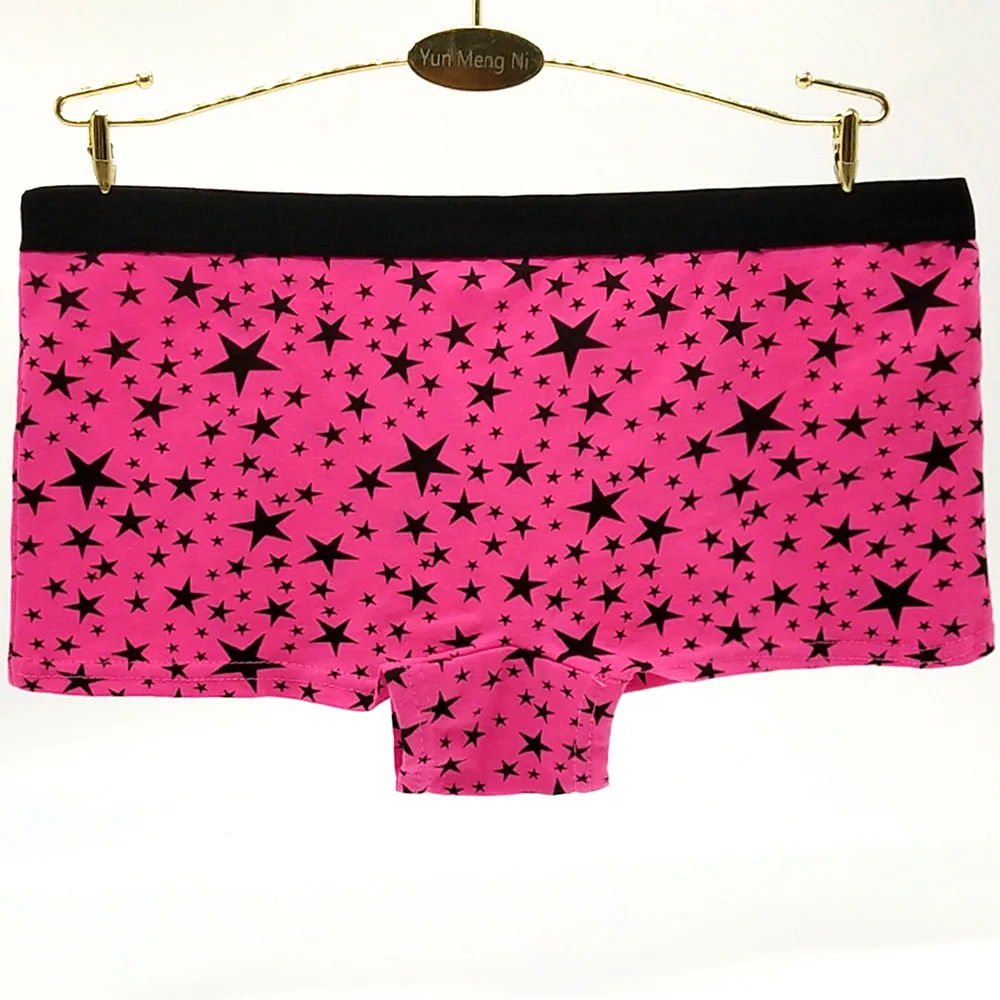 Women Underwear Cotton Panties Low Rise Boxers Shorts Boyshort Stars Print Girls Ladies Knickers for Women 5 Pcs/Lot