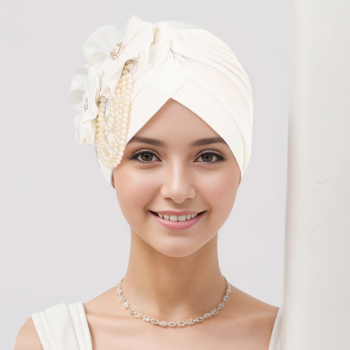 Perlen Perlen Turban Kappe für Frauen Blume Design weiblichen Kopf wickelt muslimischen Kopftuch Motorhaube Haarausfall Hut Abdeckung – Detail 22