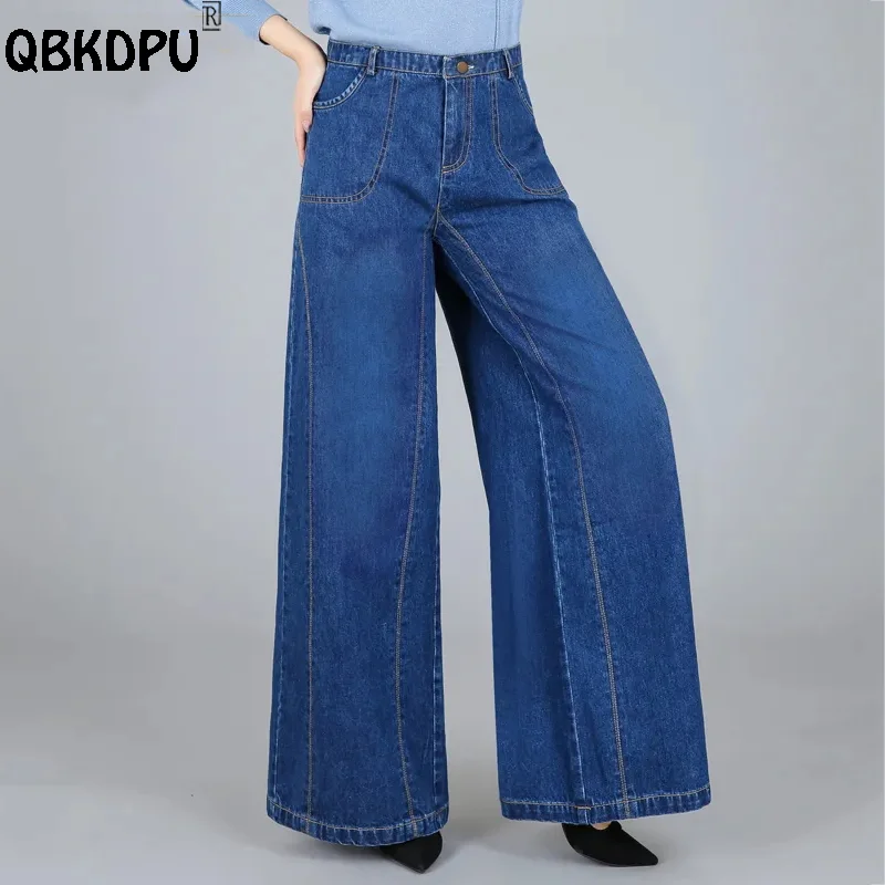 Super Loose Wide Leg Jeans Women High Waist Baggy Trousers Office Lady Fashion Straight Vaqueros Oversize Denim Pants Mother