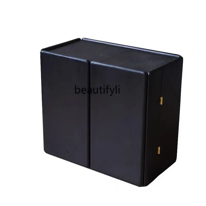 

Black Walnut Tea Cabinet All Solid Wood Portable Tea Side Cabinet Household New Chinese Style Tea Cabinet Kettle Integrated