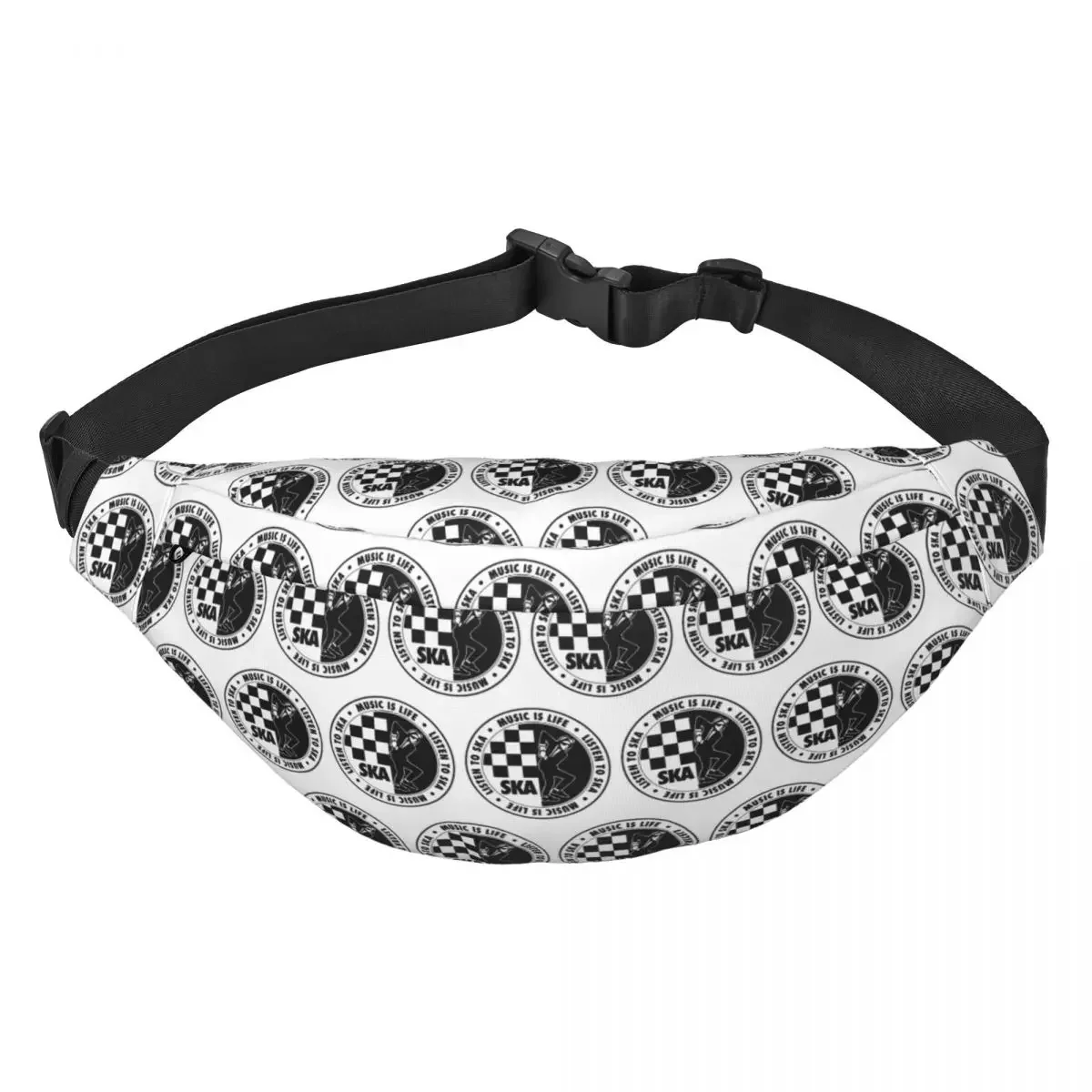 Two Tone Ska Checkers Fanny Pack Women Men Custom Wave Sling Crossbody Waist Bag for Cycling Camping Phone Money Pouch