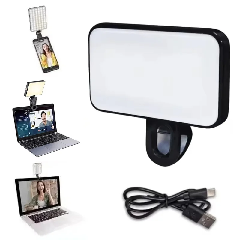 Portable Mini LED Selfie Fill Light Rechargeable 3 Modes Adjustable Brightness Clip For Mobile Phone Make Up Computer Fill Light
