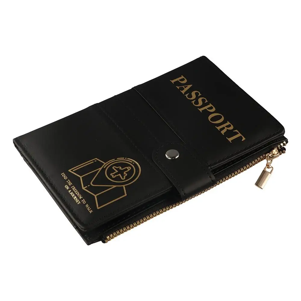 Card Slot Blocking Passport Holder RFID Passport Shield PU Leather Passport Travel Wallet Portable Sturdy Snap Button