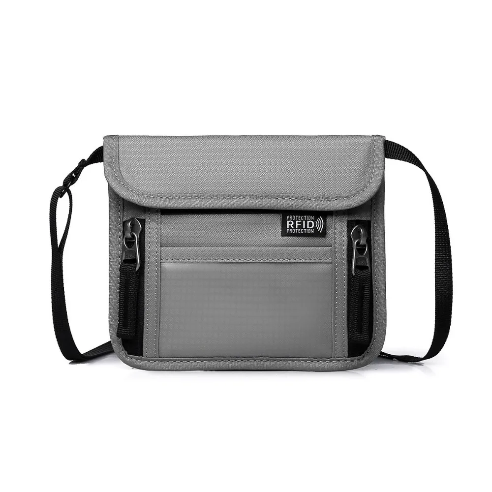 Novo saco de passaporte de viagem de náilon anti-roubo grande capacidade pescoço pendurado saco de documentos rfid bloqueio multi-bolsos titular do cartão de identificação