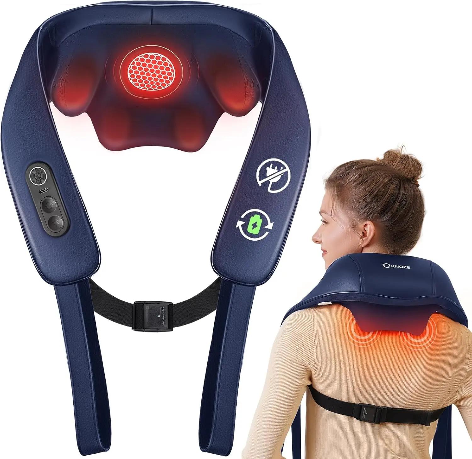 Neck and Shoulder Massager with Heat, Cordless Back and Neck Massager for Pain Relief, Upgraded Graphene Heating, 4D Shiatsu Dee