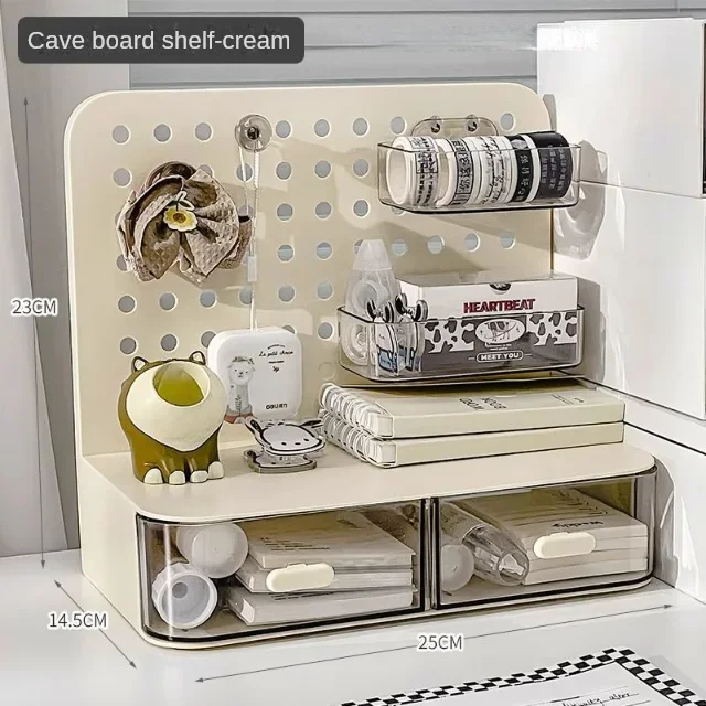1 Pcs Desktop Perforated Board Storage Box Stationery Sorting Rack Desk Office Cosmetics Storage Rack Pen Holder