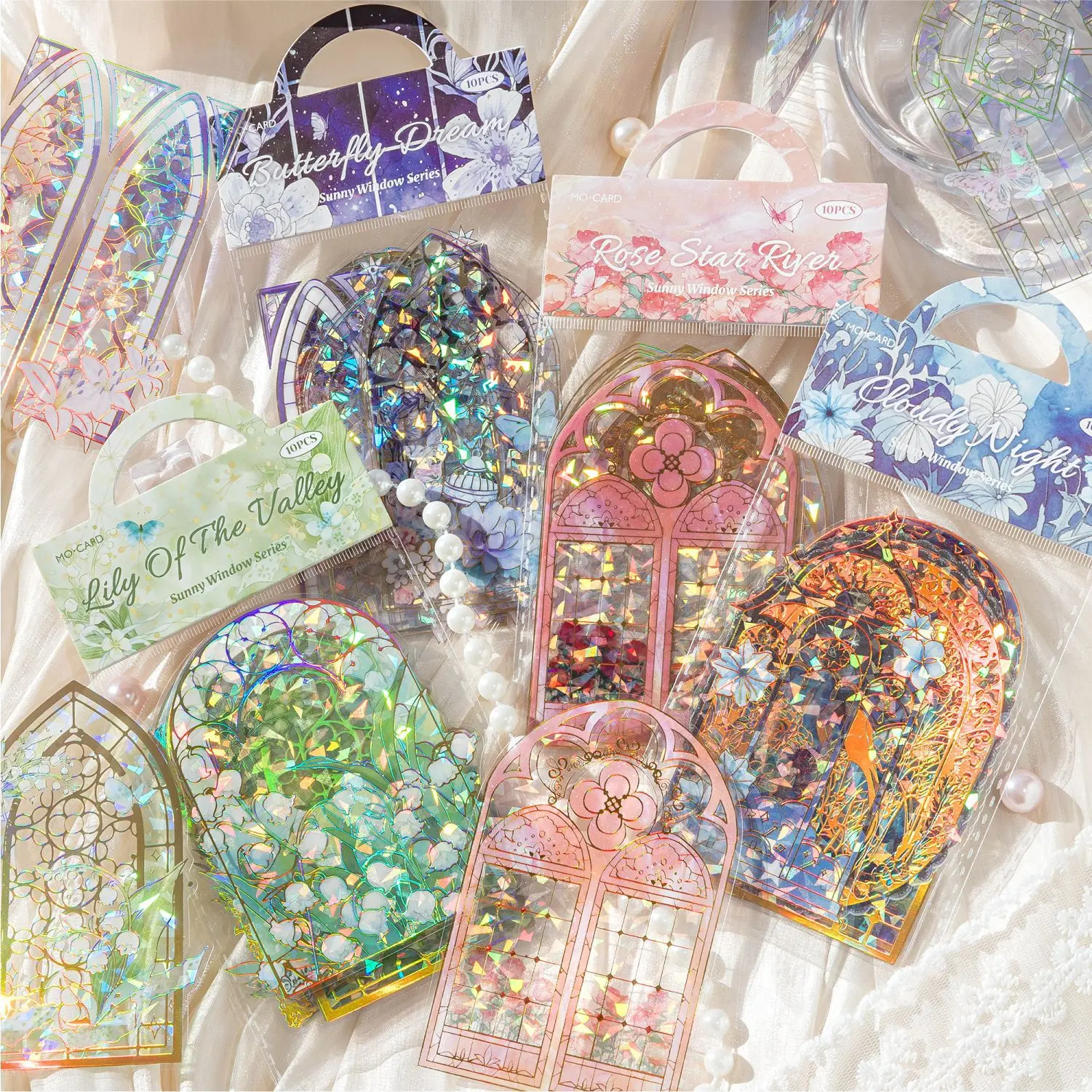 10pcs/1lot Kawaii Scrapbook Sticker clear light penetrates the window Scrapbooking Supplies Planner Decorative Stationery 