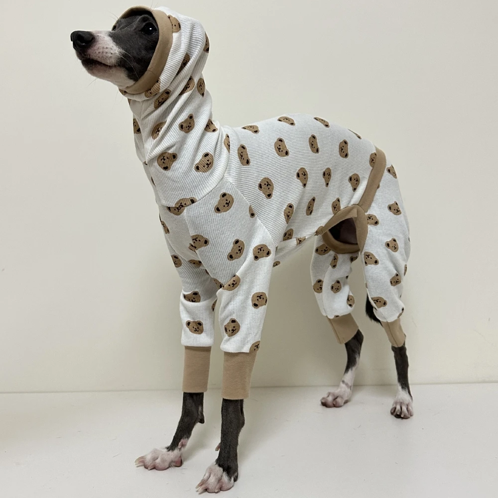 4-legged Khaki Jumpsuit for Little Greyhound Summer Soft Cotton Loungewear for Puppies Whippet/Bellington Medium Dog Spring Coat