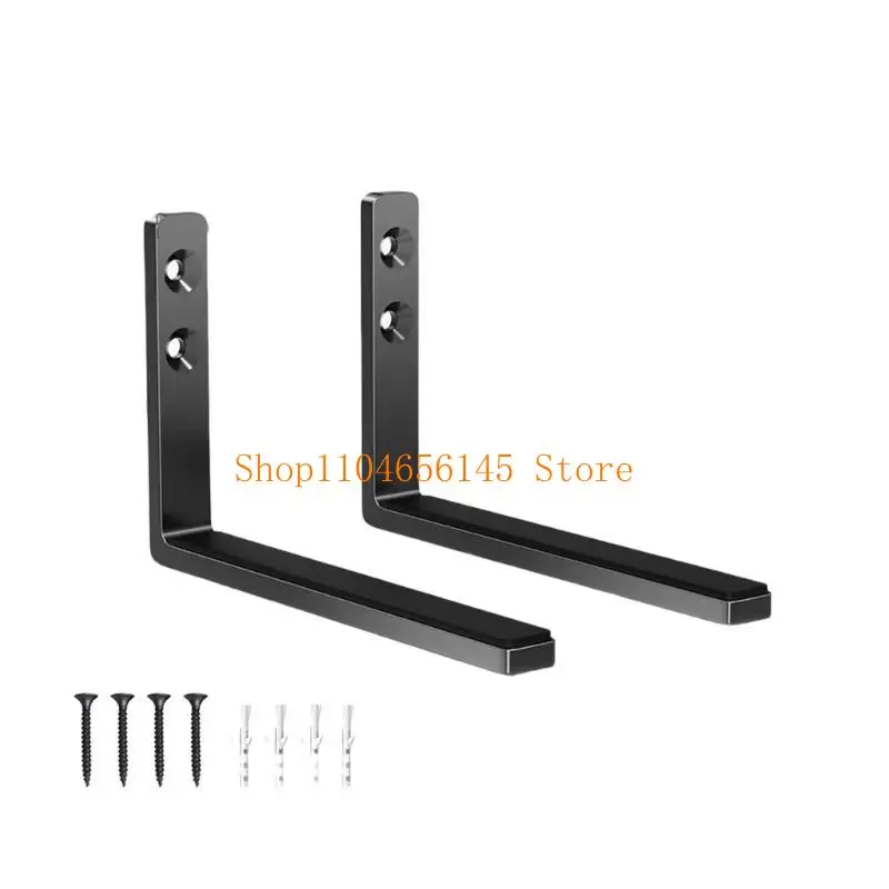 652F Black Metal Soundbar Wall Mount with Adjustable Depth for Modern Living Room