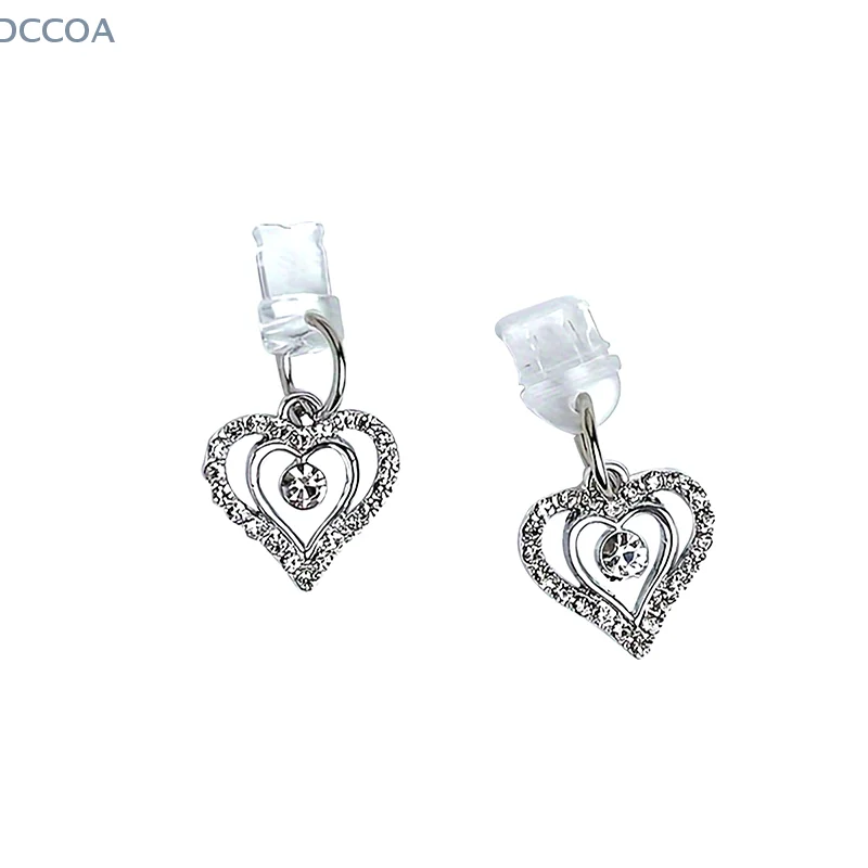 Shiny Heart Shape Diamond Mobile Phone Charging Port Dust Plug DIY Dust-Proof Charger Port Plug Protector