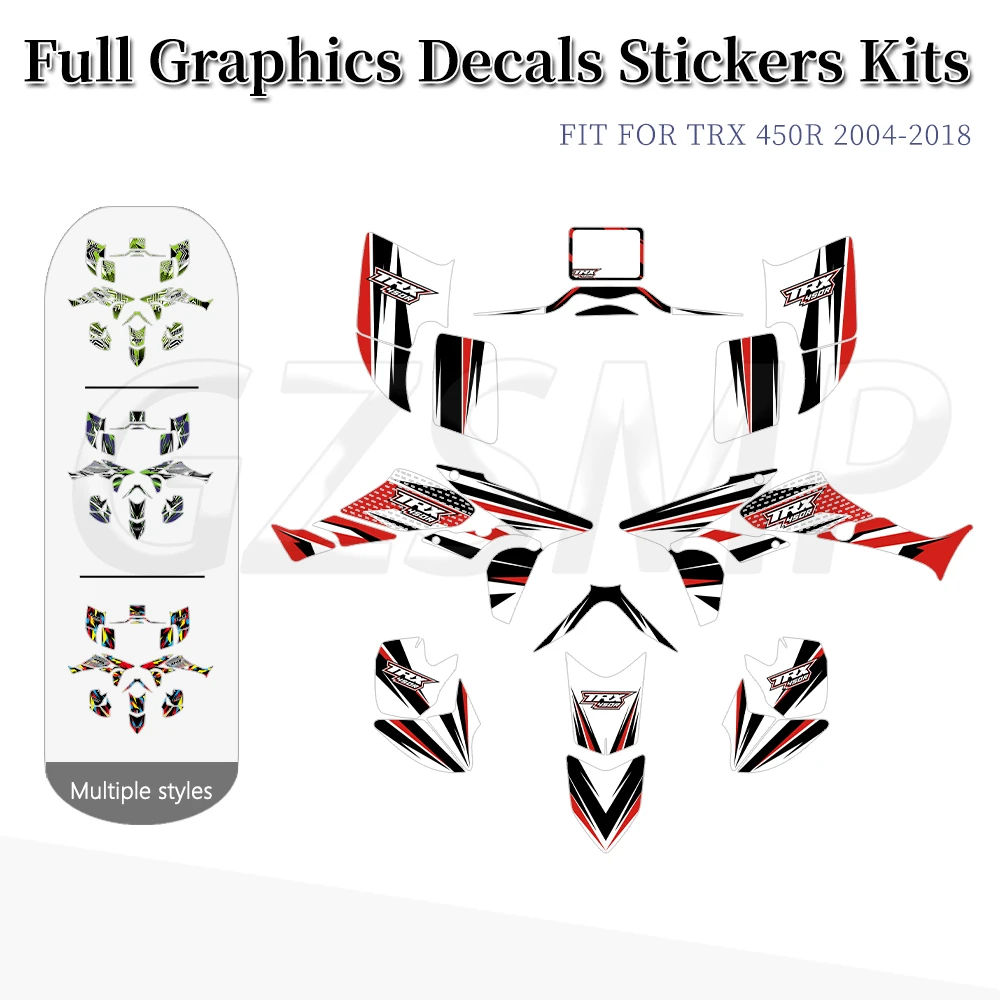 

ATV Graphics Backgrounds Decals Kit Deco Sticker Fit for Honda TRX450R 2004-2018 TRX 450R Fourtrax TRX 450 R