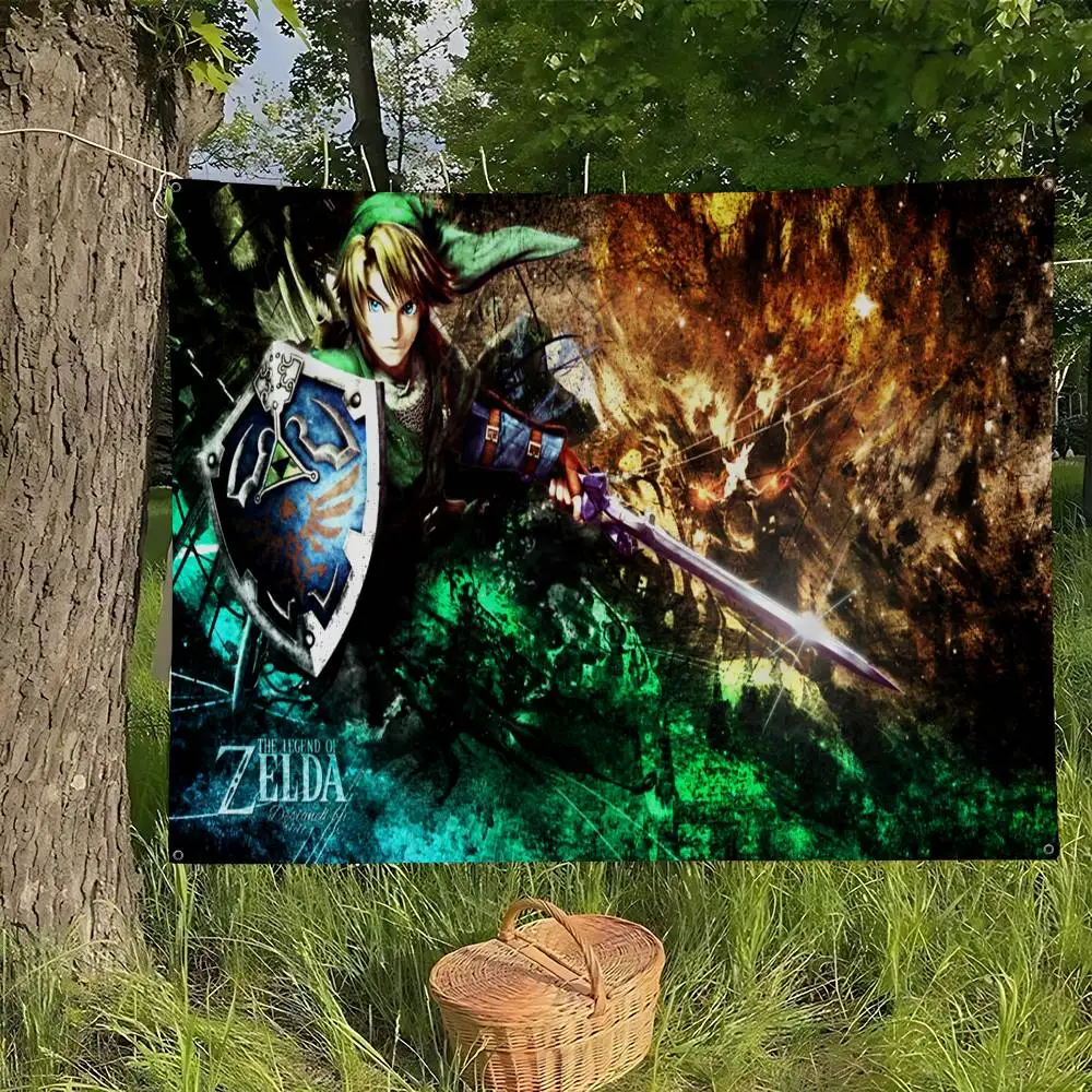 Video Game Legend Zeldas Creative Pattern Hanging Flag Polyester Printed Banner Hand Pulled Flag