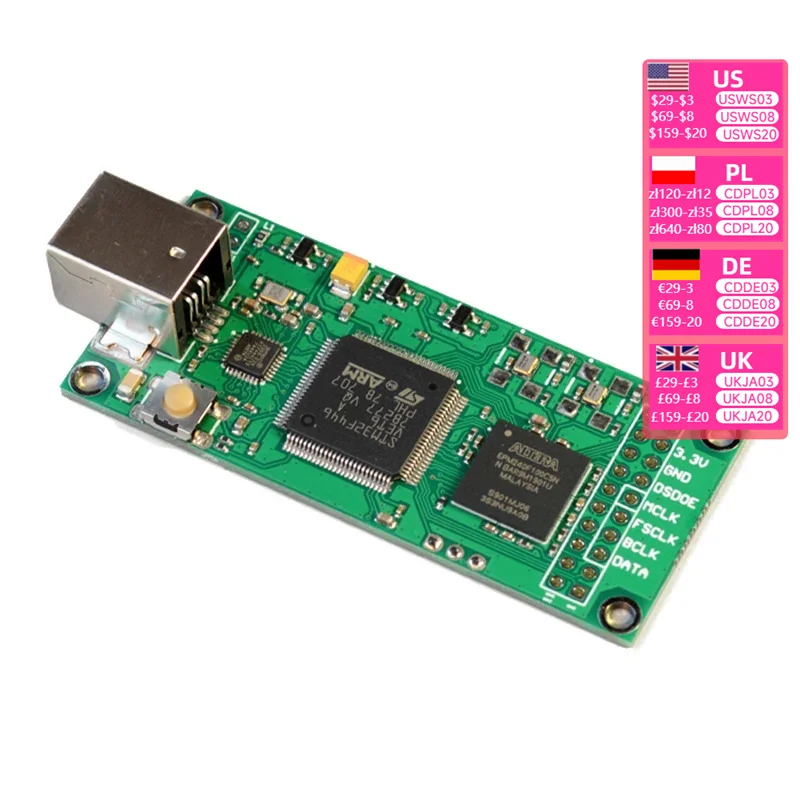 USB Digital Interface PCM1536 DSD1024 Compatible With Amanero Italy XMOS To I2S