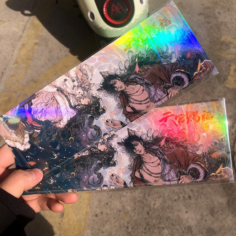 2Pc/Lot Anime Heaven Official's Blessing Peripheral Bookmark Laser Ticket Tian Guan Ci Fu Xie Lian Hua Cheng Bookmarks Kids Gift