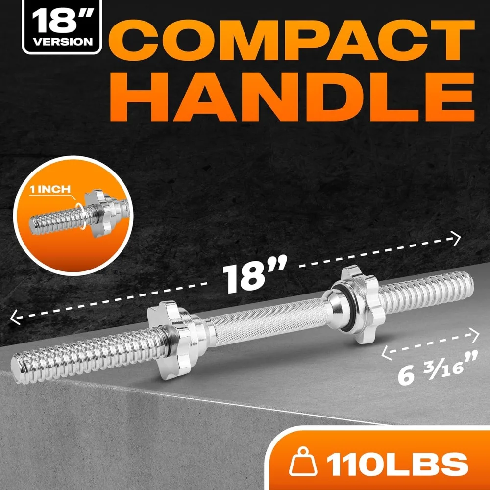 مقابض دمبل قابلة للتعديل مقاس 14-24 بوصة مع أطواق آمنة، قبضة مطاطية لألواح الوزن مقاس 1 بوصة - معدات الصالة الرياضية المنزلية #2