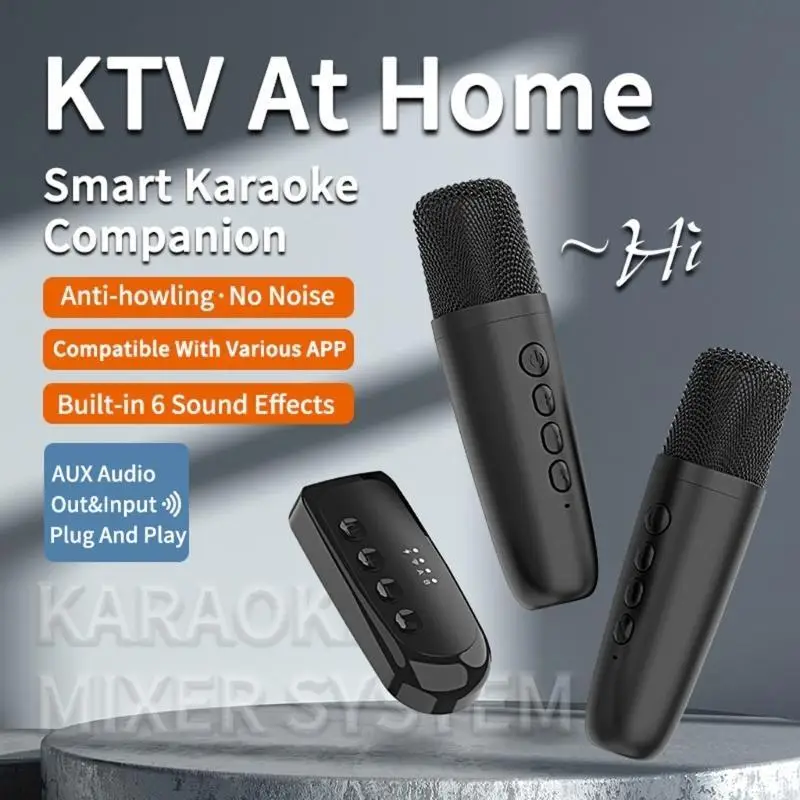 2PCS Wireless Mics Bluetooth-compatible 5.3 for Car Singing Companion