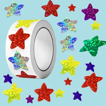 Rouleau d'autocollants étoiles, 100 à 500 pièces, paquet d'emballage, petit cœur, décor de carte photo, cœur, autocollant roulant fait maison, TZ304
