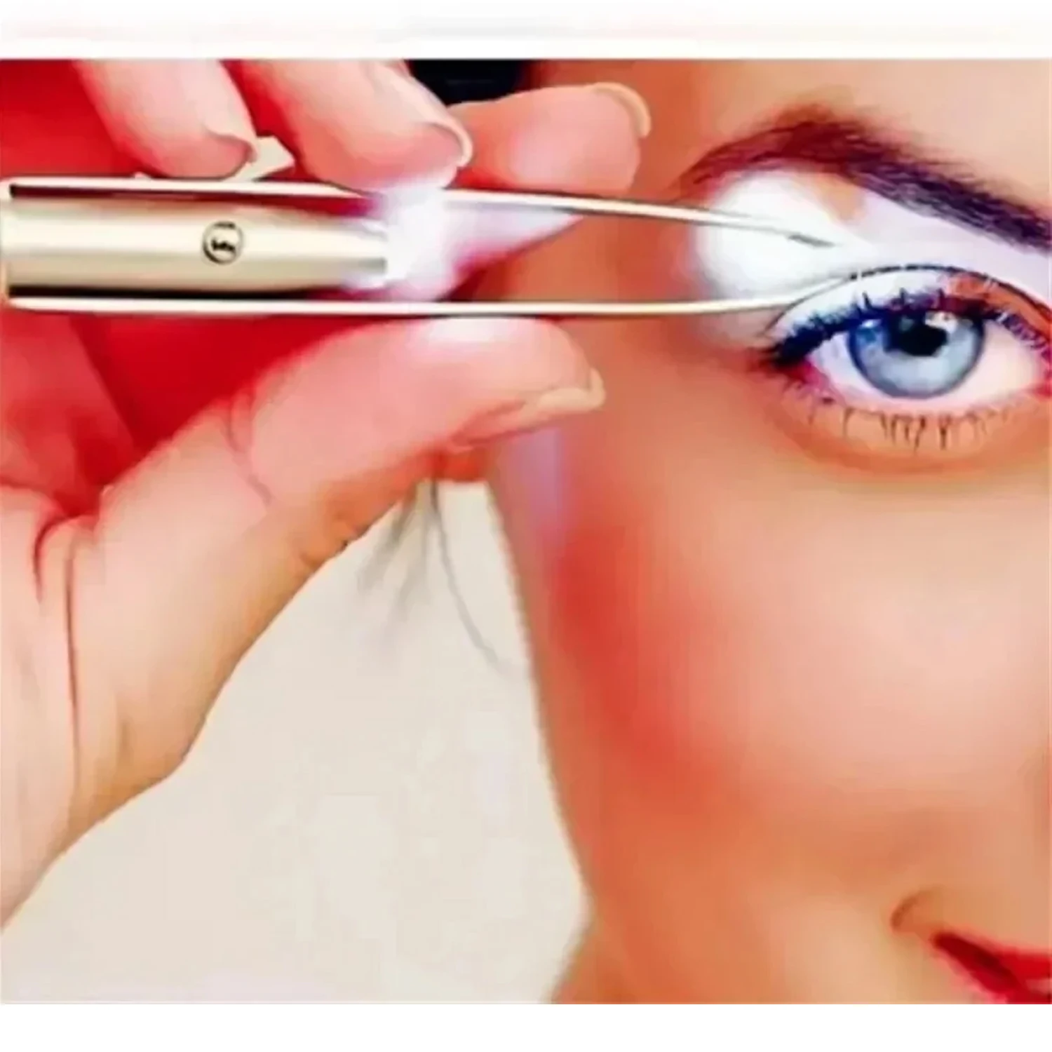 LED 조명 메이크업 도구가 포함된 휴대용 스테인레스 스틸 스마트 디자인 눈썹 제모 핀셋 1개