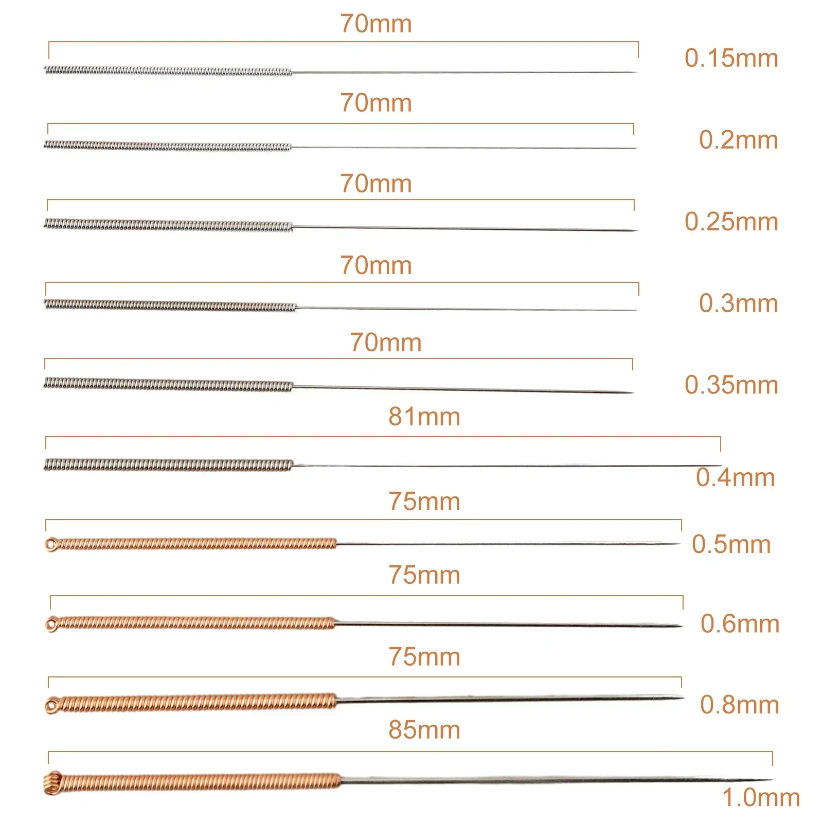 1 Satz Reinigungsnadeln 0,15–1,0 mm Düse, saubere Nadel, hochelastische MK8-Düsen zum Reinigen von Filament, der innere Düsen bleibt