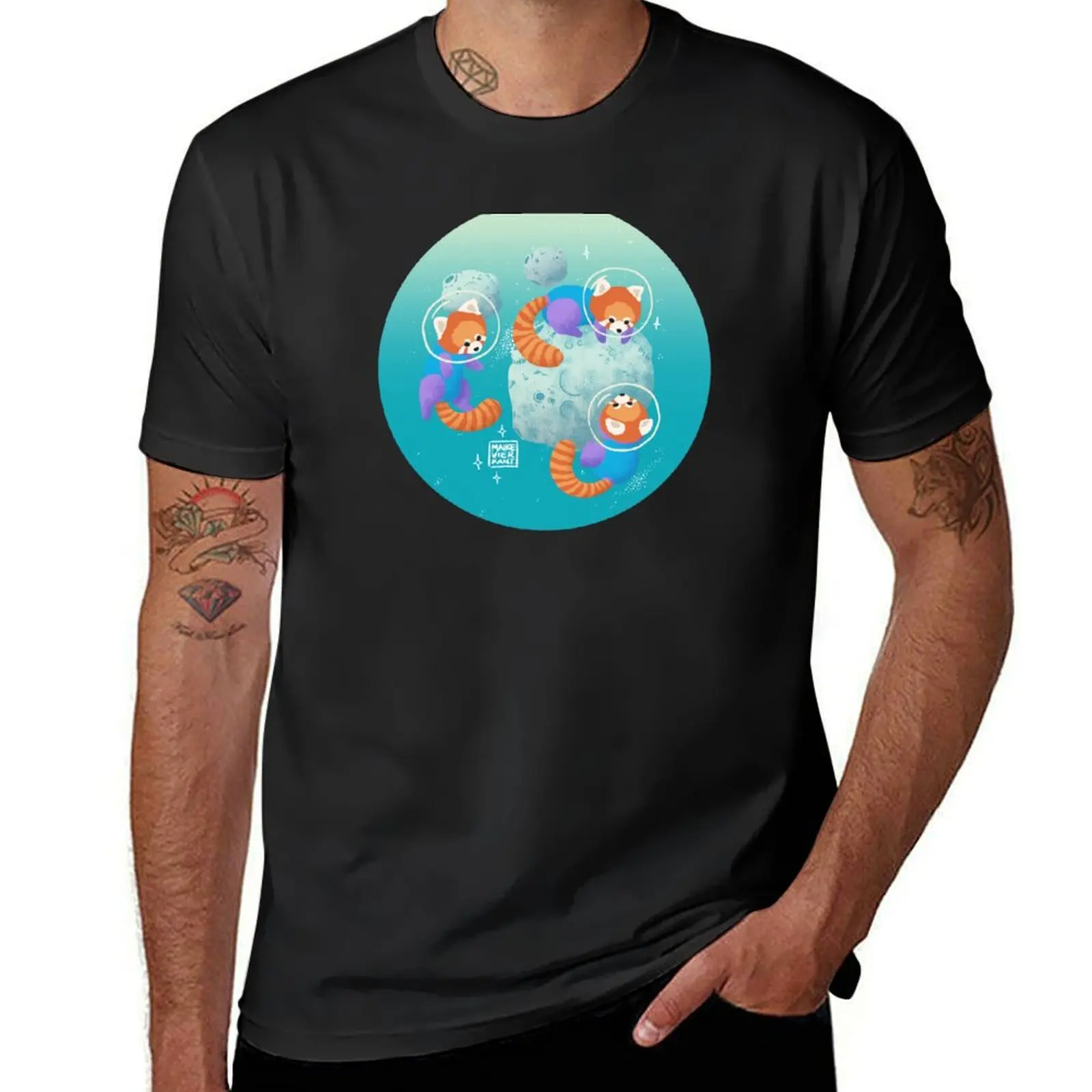 

Red Space Pandas in Brighter Skies T-Shirt graphic tee shirt Man t-shirt animal prinfor boys anime stuff men clothing