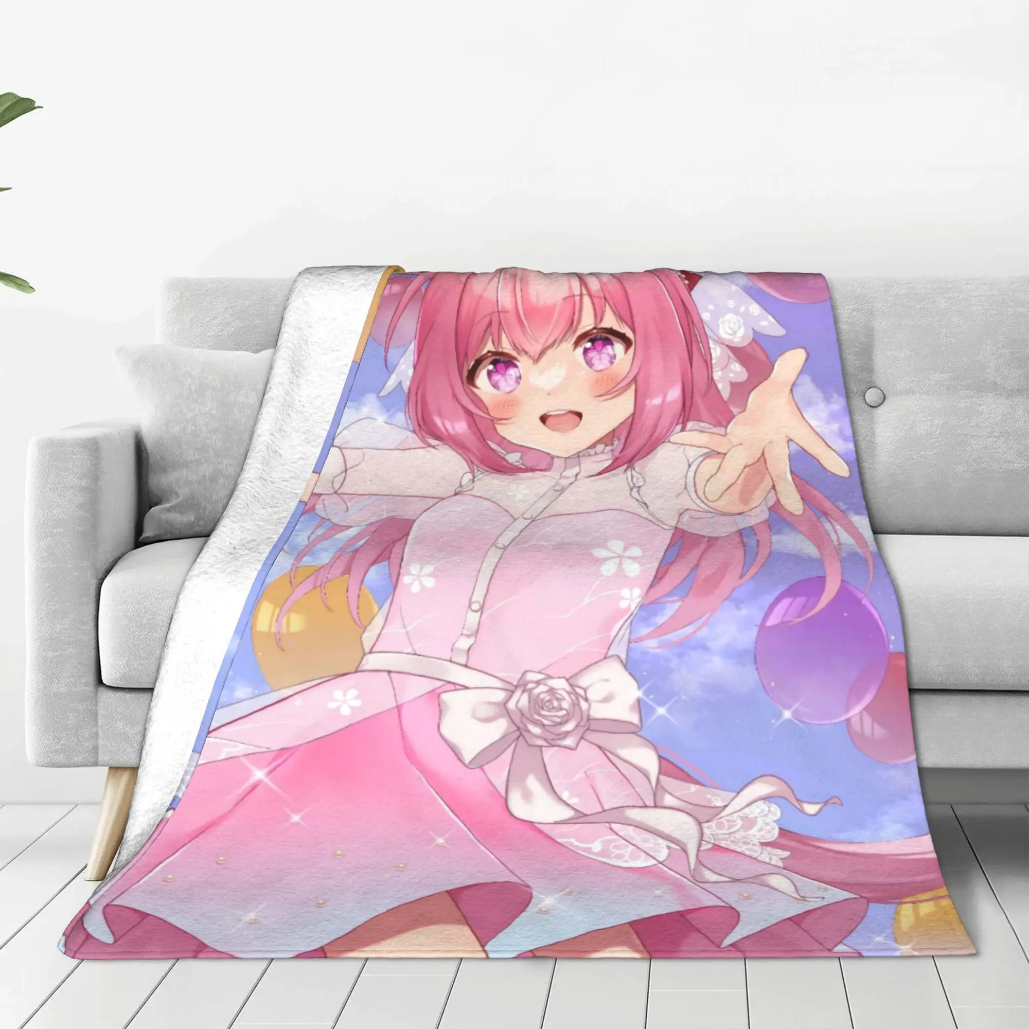 Prettys Derbys caballo chica Haru Urara manta de franela manta cálida de invierno para niñas niños sofá cama colcha cubierta de cama