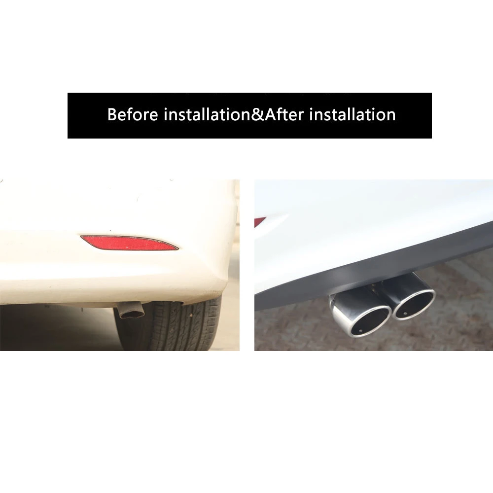 1PCS Universal Y type Dual out Slanted Exhaust Pipe Stainless Steel Exhaust Tip 63/76MM Thickened version Car Modification