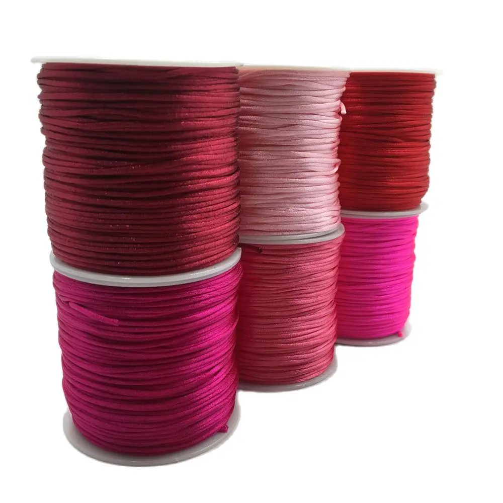 

1mm 50meter Roll Red/Pink Rope Satin Rattail Polyester Nylon Cords String Chinese Knot Cord DIY Bracelet Jewelry Making Supplies