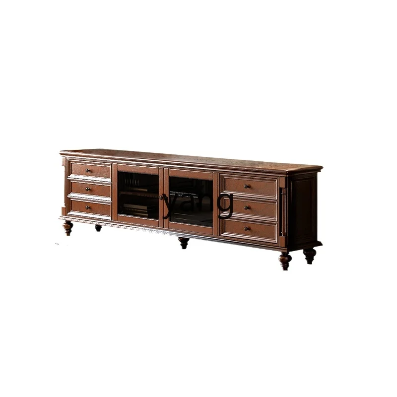 

Lmm French all-solid wood TV cabinet, living room home floor storage locker integrated coffee table combination