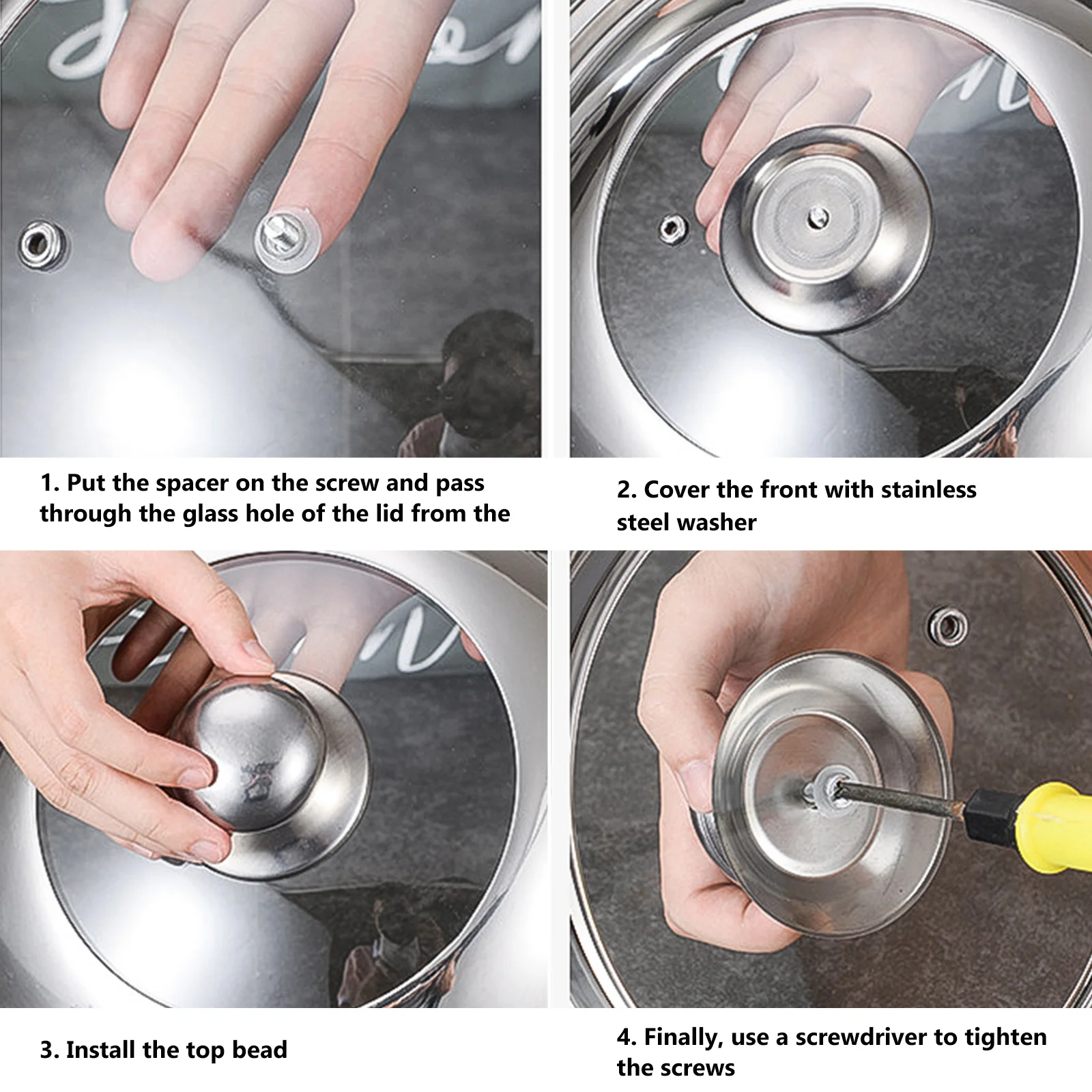 

Heat Resistant Stainless Steel Pot Cover Pan Lid Multi-Functional Cooking Lid Visible Transparent Wok Use Lids