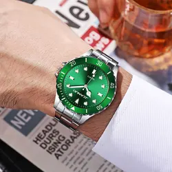 Fashionable Business Men's Steel Belt Watch Trendy Classic Men's Stainless Steel Belt Night Light Watch