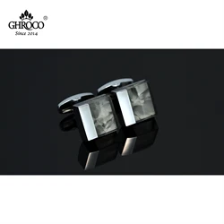 GHROCO High Quality Exquisite Square Shape Metal Side  Drop Epoxy French Shirt Cufflinks Fashion Luxury Gifts for Business Men