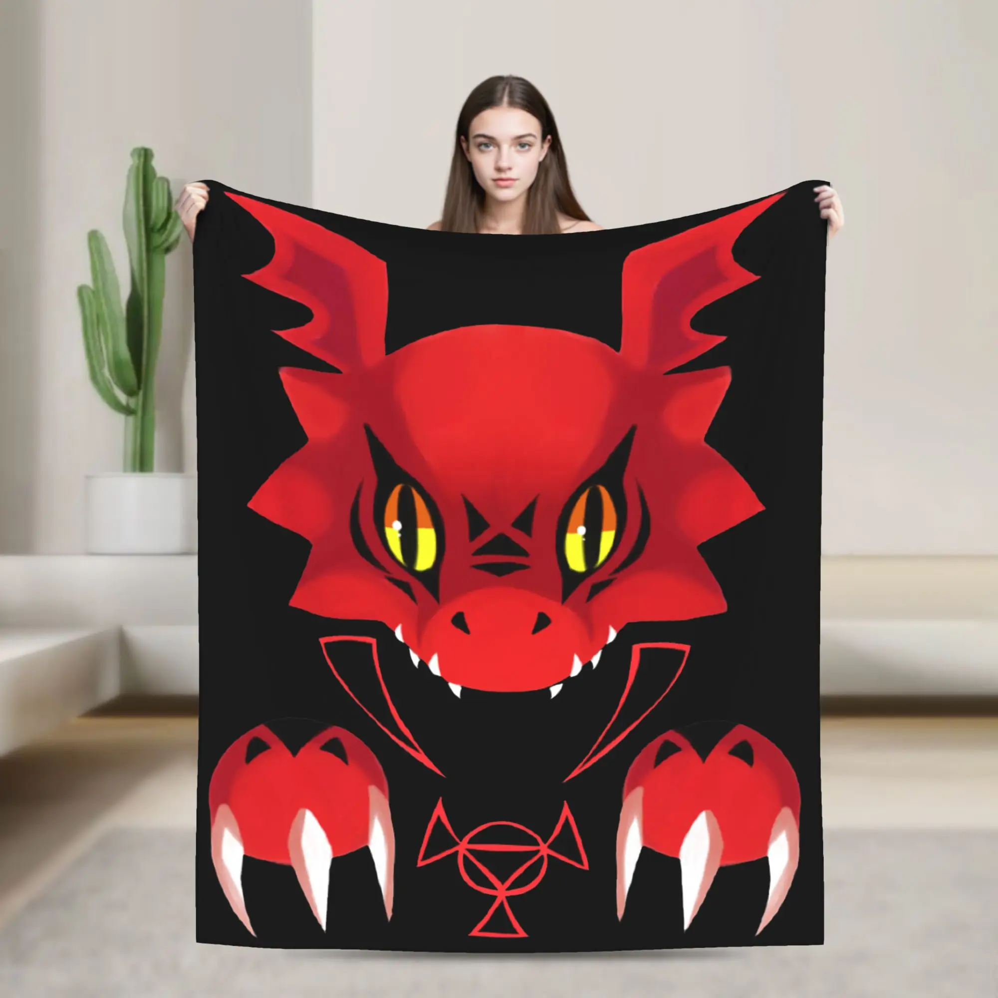 Bad Guilmon Blanket Cover Digimon Nostalgic Anime Flannel Throw Blankets Bedding Couch Printed Ultra-Soft Warm Bedsprea,