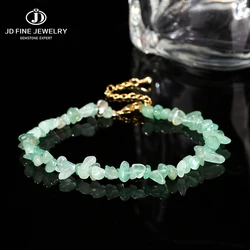 JD Natural Green Aventurine Irregular Gravel Adjustable Chain Bracelet Women Fashion Simple Reiki Healing Thin Bracelet For Yoga