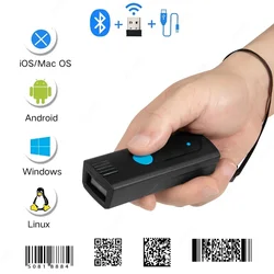 Packot Barcode Scanner Mini Wireless and Bluetooth qr Code Reader Portable 1D 2D Bar Scanner Handheld  for Courier Logistic Shop