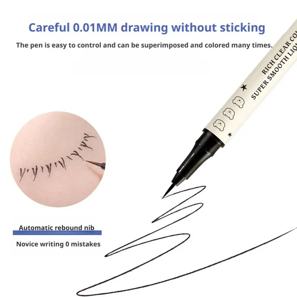 Delineador líquido de longa duração à prova d'água de urso fofo maquiagem de secagem rápida, resistente a manchas, fórmula para olhos sensíveis cosméticos