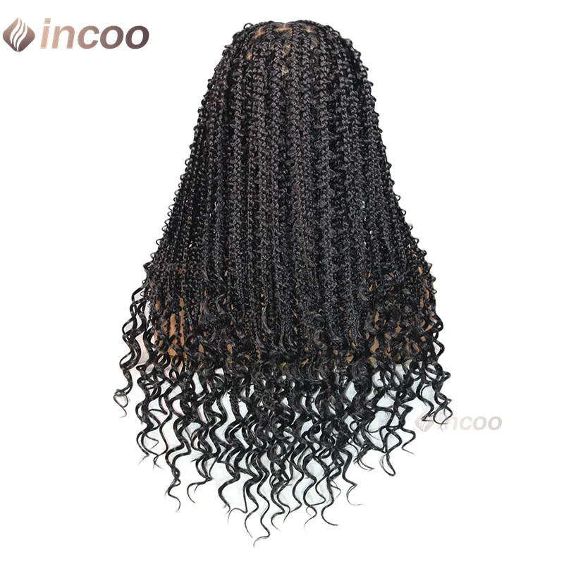 Perruques tressées synthétiques pour femmes noires, boîte à dentelle complète Cornrow, cheveux de bébé naturels, perruques à dentelle 360, 24"