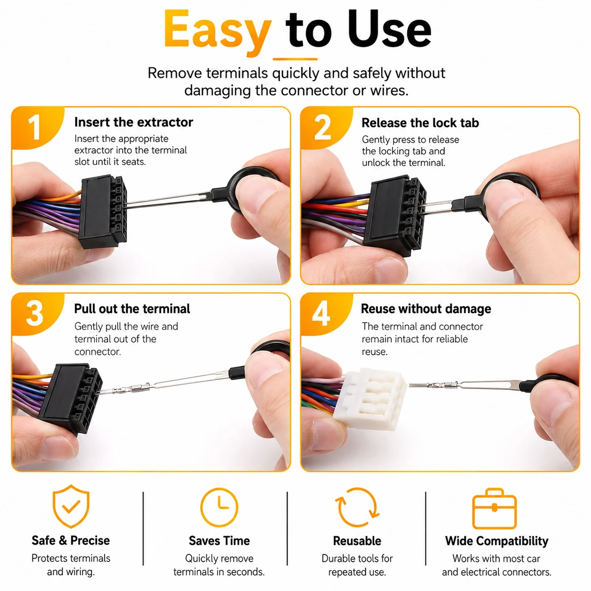 Yitong Automotive Depinning Tool Kit Electrical Connector Terminal Removal Pin Extractor Tool Set for Car Wire Harness Repair - view 6