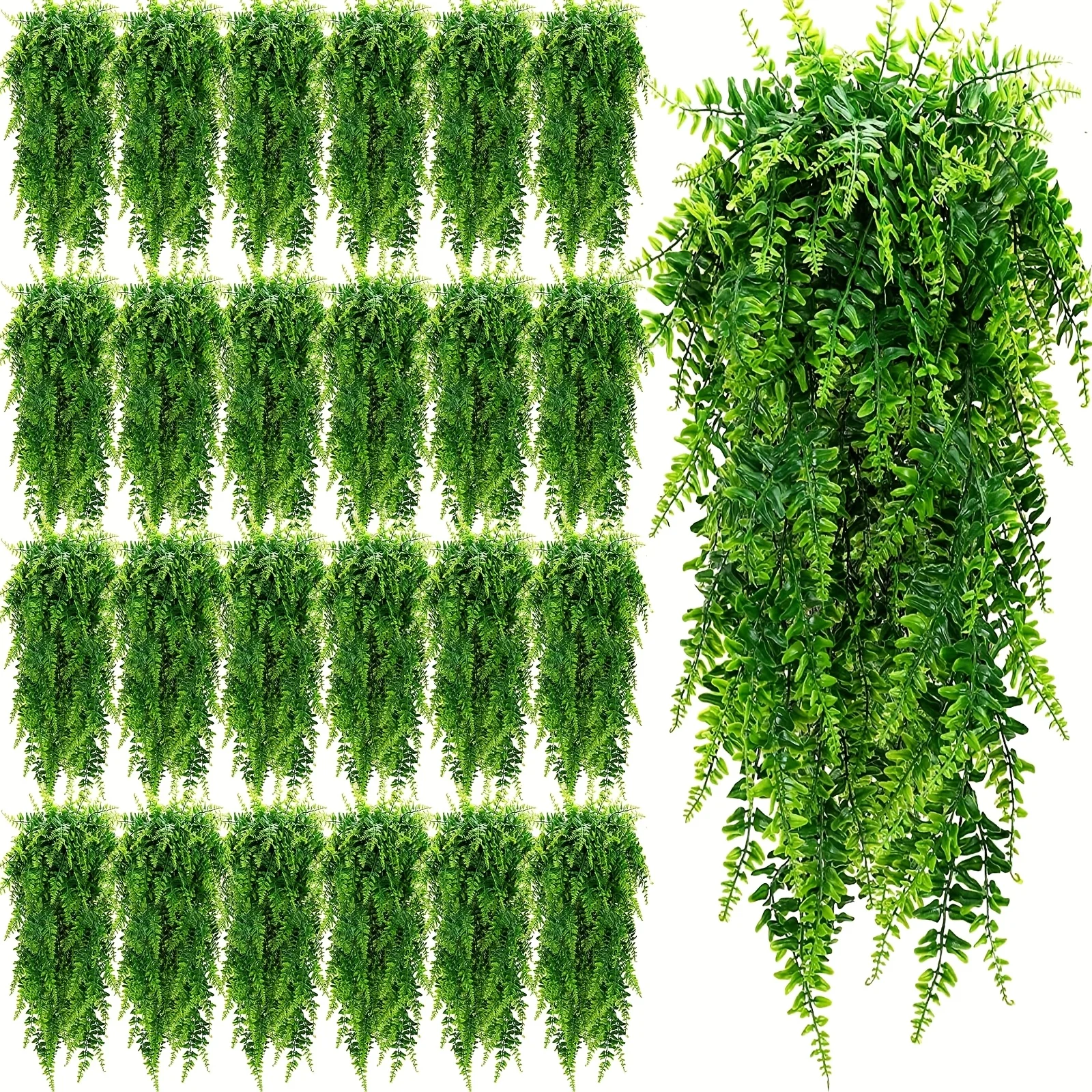 

28pcs 32 Inch Artificial Hanging Fern Plants - Realistic Plastic Fake Greenery Vines for Indoor/Outdoor Wall, Garden, Wedding