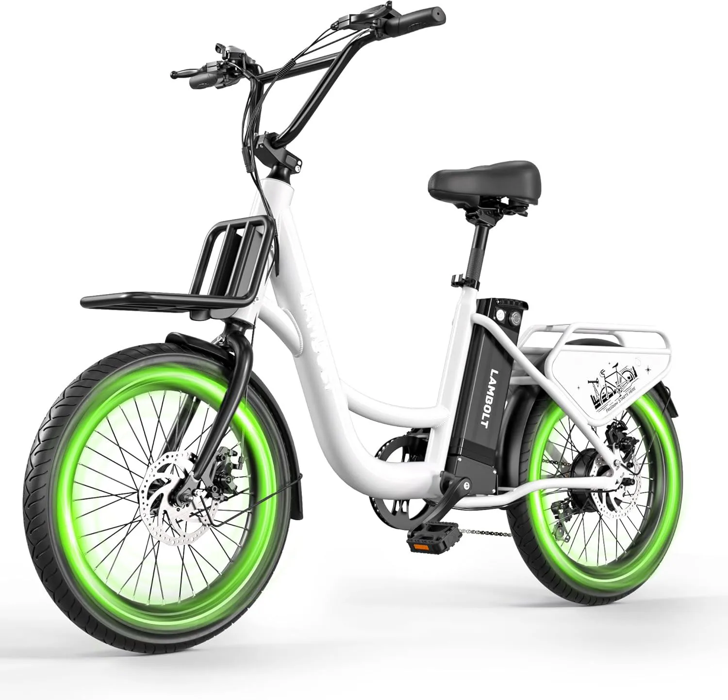 

This electric bicycle is equipped with a 500W removable 48V 13A battery, a top speed of 24 mph, and a range of 60 miles.