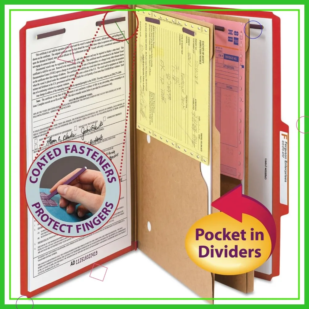 

Legal Size Partition Folder, 2-Pocket, 2" Expansion, Bright Red, 10-Pack