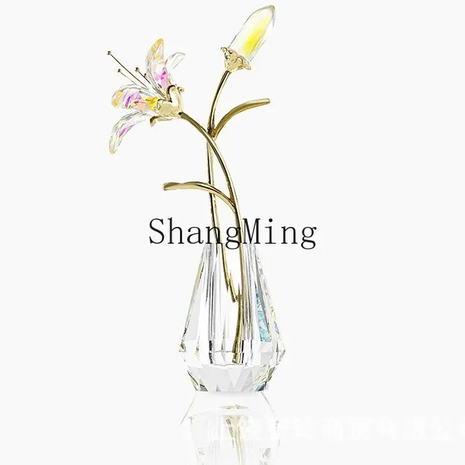 DSA crystal lily gift small ornament simple modern with vase living room soft handicraft
