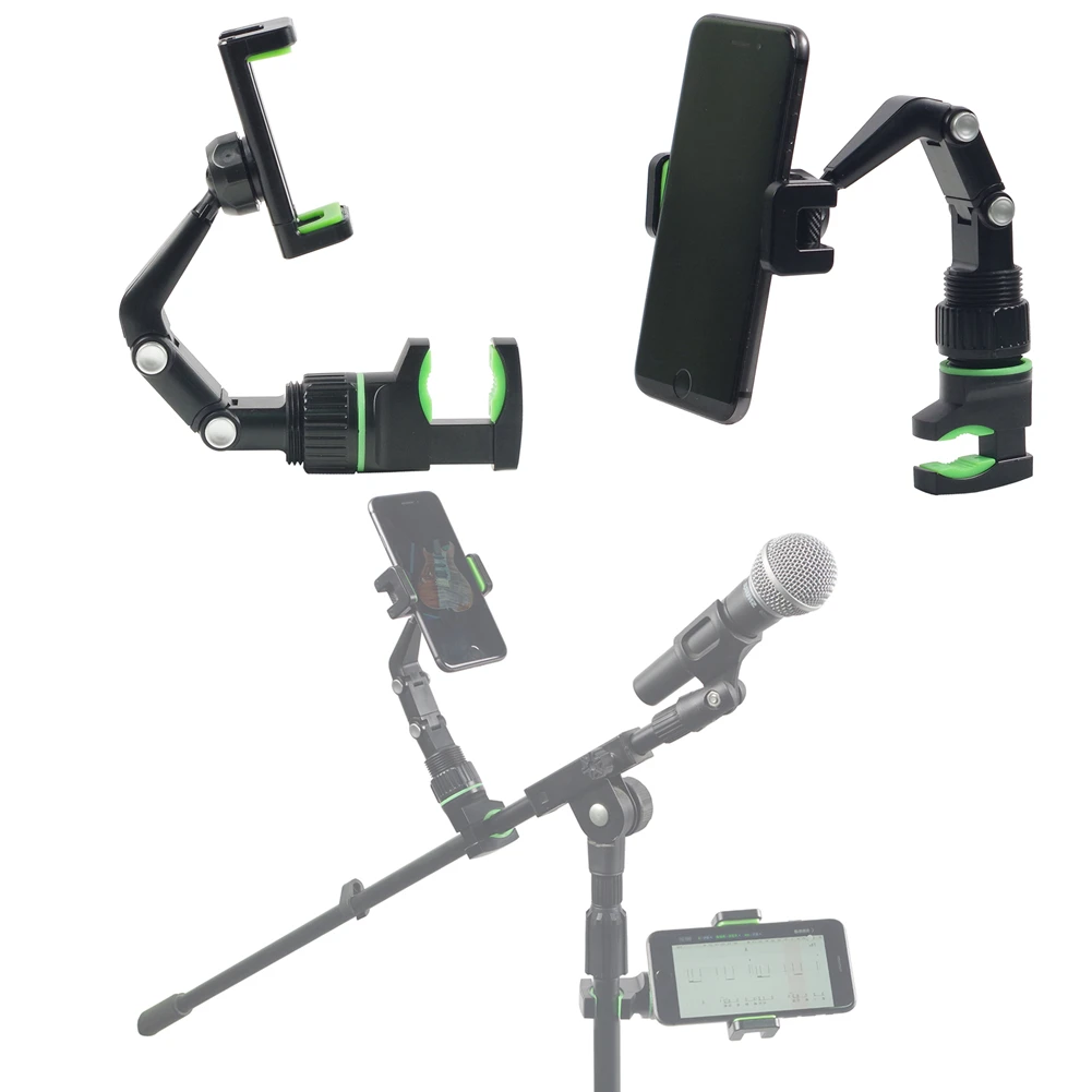 Mic Stand Cell Phone Holder Accessories ABS Adjustable Bracket Clamp Clips Green/Grey Kit Live Broadcast Bracket