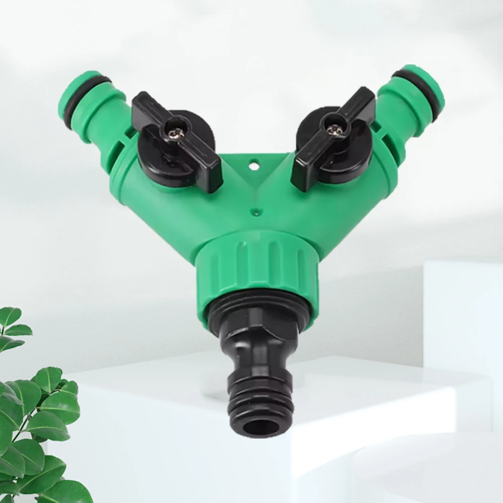 موصل Y لخرطوم الحديقة ثنائي الاتجاه - صمام توصيل سريع مع مفتاح تشغيل/إيقاف للتحكم في مياه زهرة الري في الصنبور