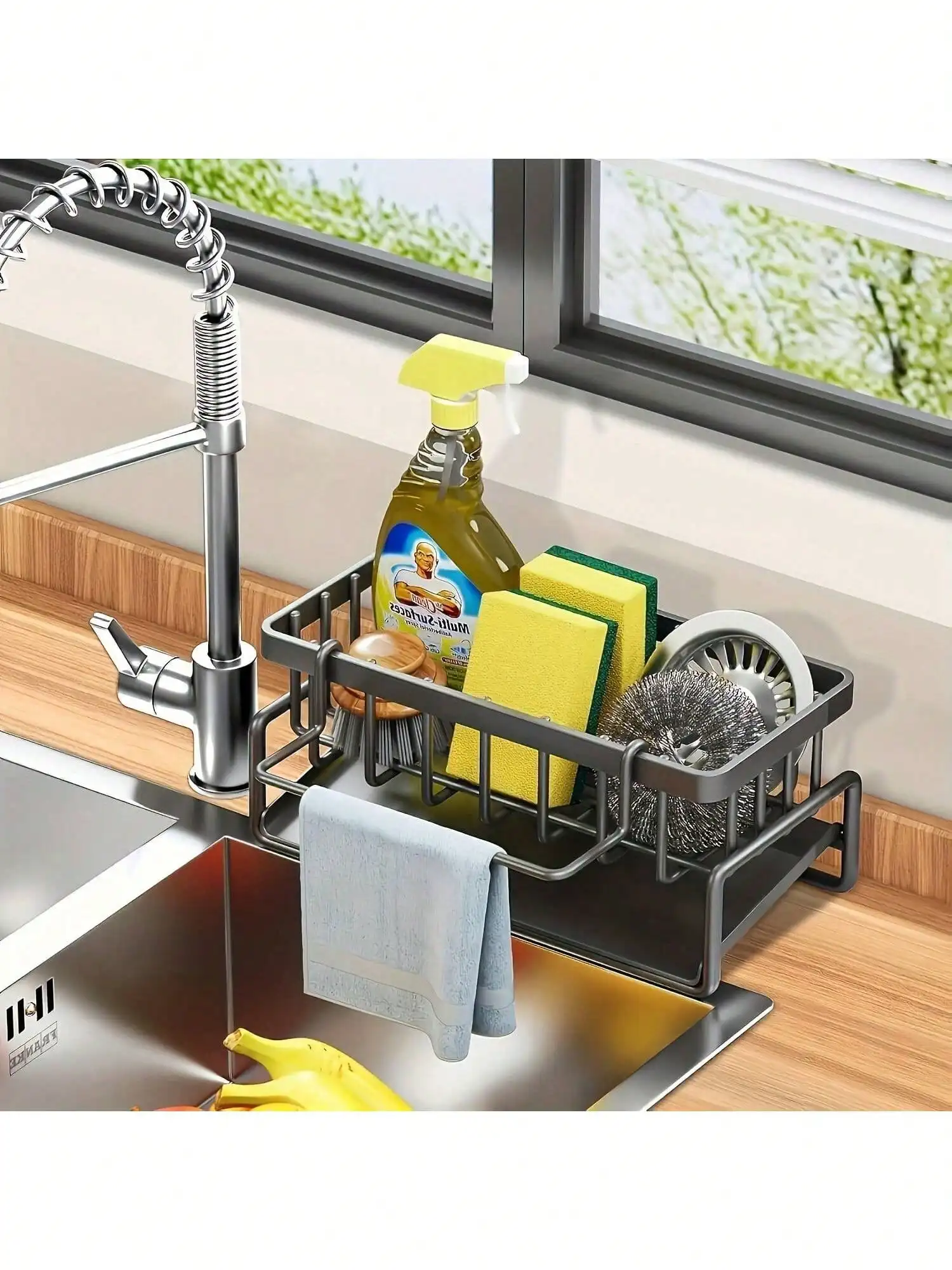 1pcs Effective Draining Kitchen Sponge Shelf, Soap Holder, Stainless Steel Material Is More Sturdy, Slope Design Is Free From Water Accumulation, Towel Independent Rack Effective Anti-Mold, Kitchen Storage sh25070171166271413