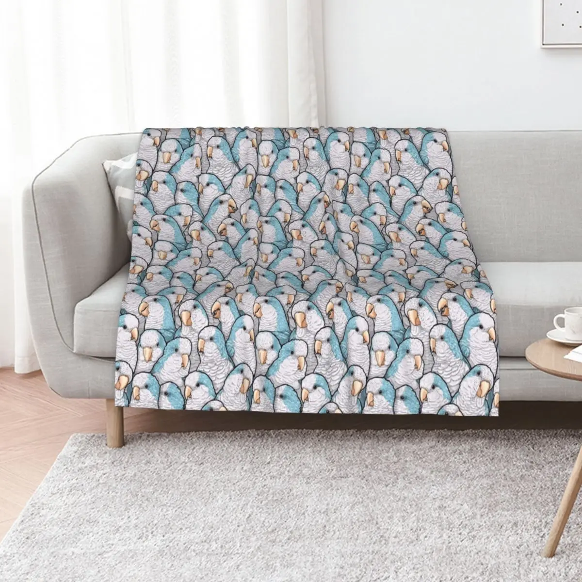 Blue Quaker Monk Parakeets Throw Blanket Sofa Quilt Single Thin Multi-Purpose Sofa Throw Blankets Sofas Of Decoration Blankets